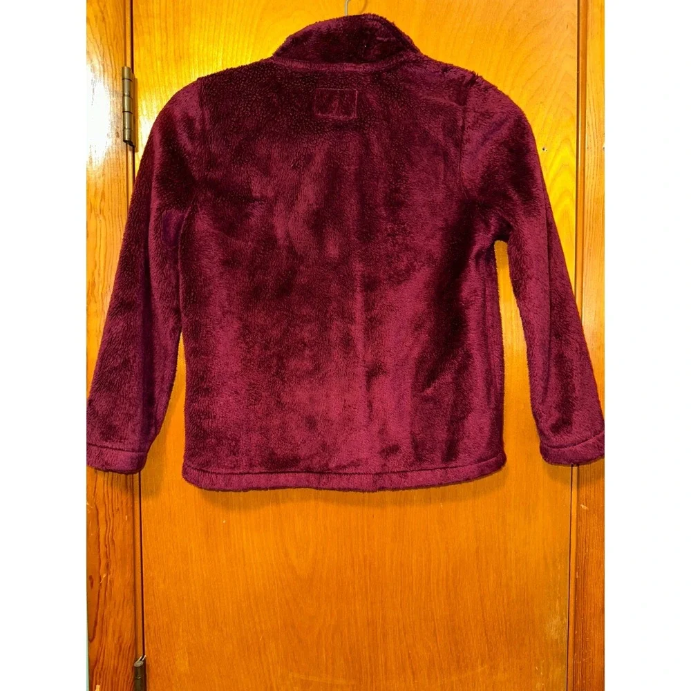 The Childrens Place Full Zip Maroon Burgundy‎ Fleece Sweater Jacket Girls M 7/8